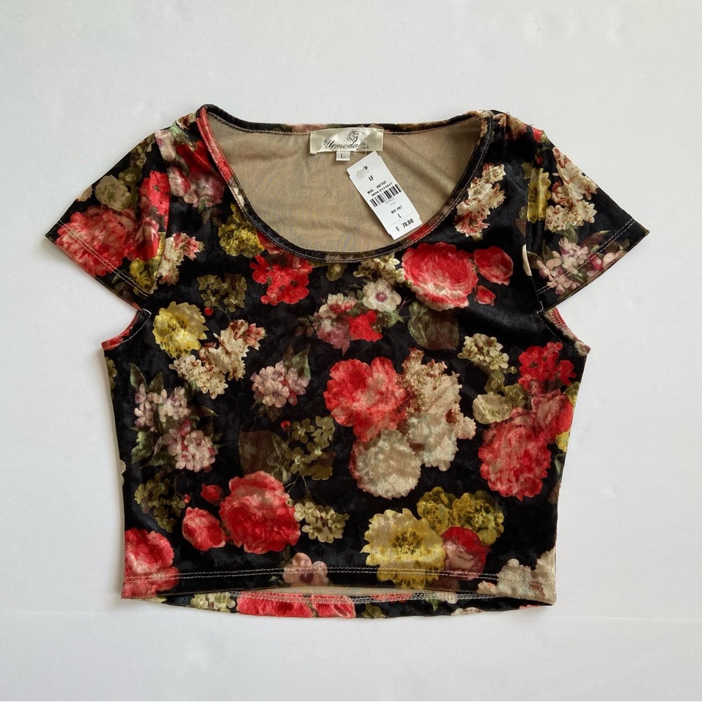 NWT Urmoda velvet crop top. Size L.